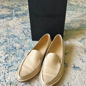 Jil Sander Cream Leather Loafers, Size EU 37